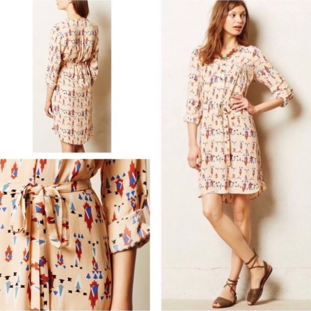 Dolan Anthropologie Left Coast Mid-Western Aztec Boho MIDI Dress Sz S